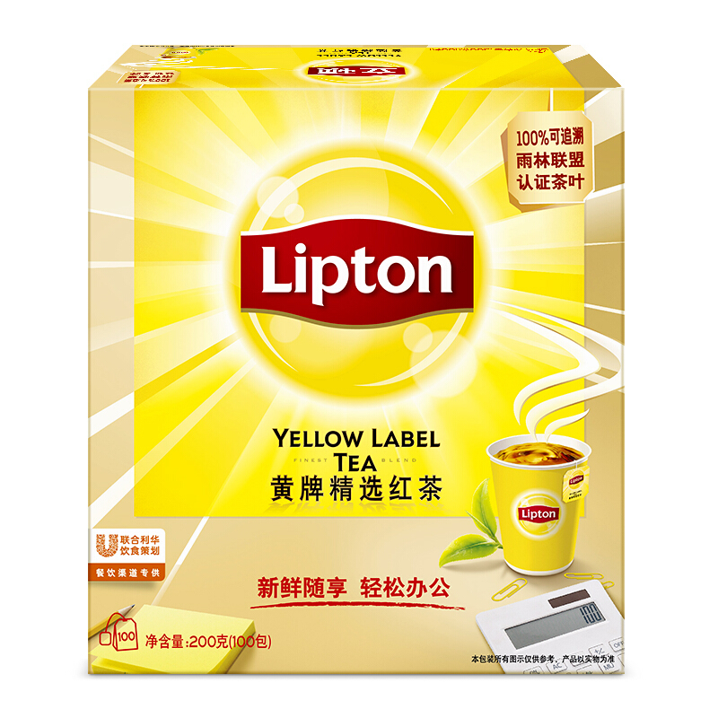 立頓（Lipton） 茶葉 100包200g 袋泡茶茶包 （黃牌精選紅茶）_http://gzyiqian.cn/img/images/C201902/1551337664609.jpg
