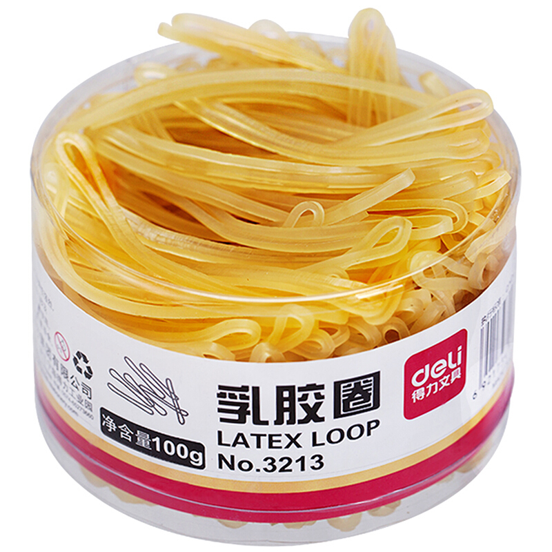 得力（deli） 3213 強韌性乳膠圈 橡皮筋 筒裝100g_http://gzyiqian.cn/img/images/C201903/1551687787310.jpg
