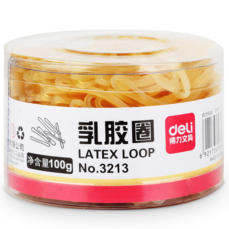 得力（deli） 3213 強韌性乳膠圈 橡皮筋 筒裝100g_http://gzyiqian.cn/img/images/C201903/1551687787320.jpg