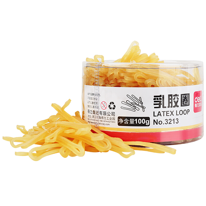 得力（deli） 3213 強韌性乳膠圈 橡皮筋 筒裝100g_http://gzyiqian.cn/img/images/C201903/1551687787331.jpg