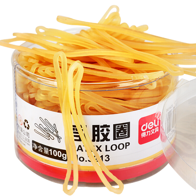 得力（deli） 3213 強韌性乳膠圈 橡皮筋 筒裝100g_http://gzyiqian.cn/img/images/C201903/1551687787351.jpg