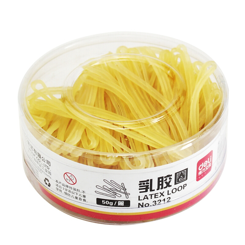 得力（deli） 3212 橡皮筋 乳膠圈 筒裝50g _http://gzyiqian.cn/img/images/C201903/1551688161968.jpg