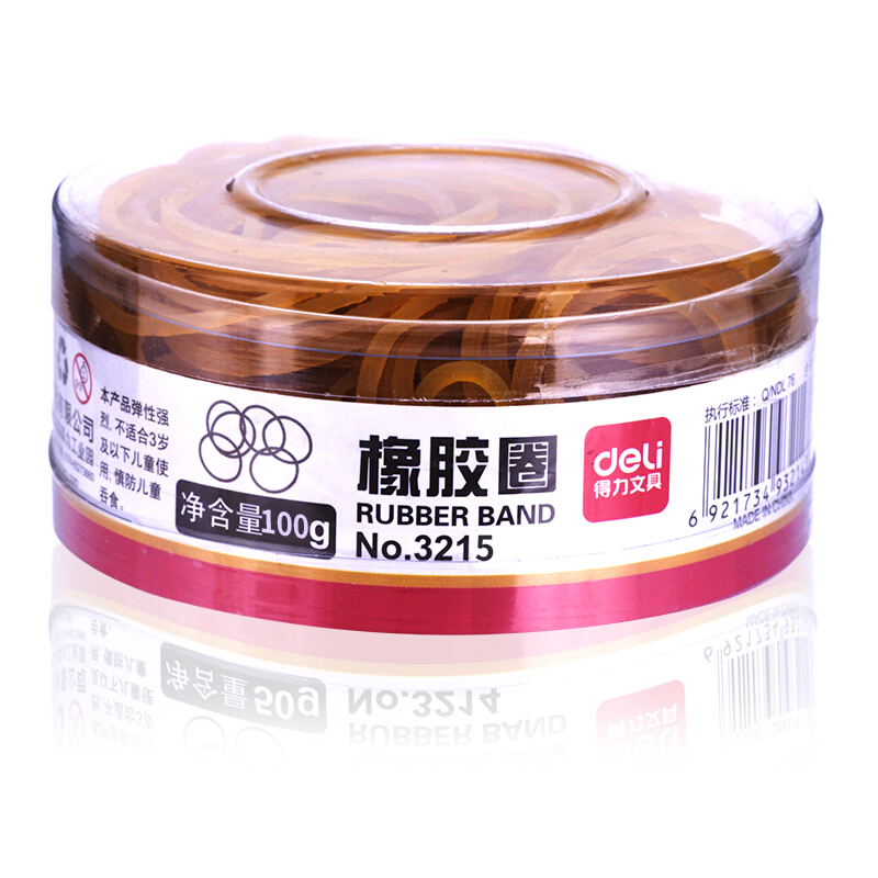 得力（deli） 3215 橡皮筋 乳膠圈  筒裝  100g_http://gzyiqian.cn/img/images/C201903/1551688338566.jpg