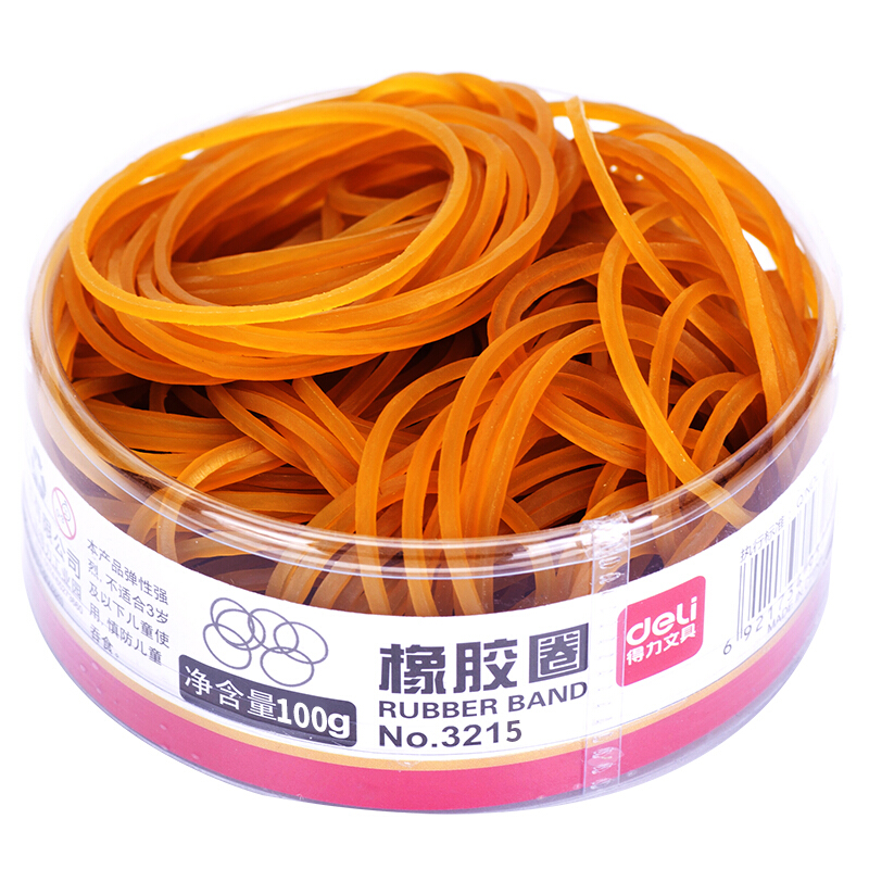 得力（deli） 3215 橡皮筋 乳膠圈  筒裝  100g_http://gzyiqian.cn/img/images/C201903/1551688338607.jpg