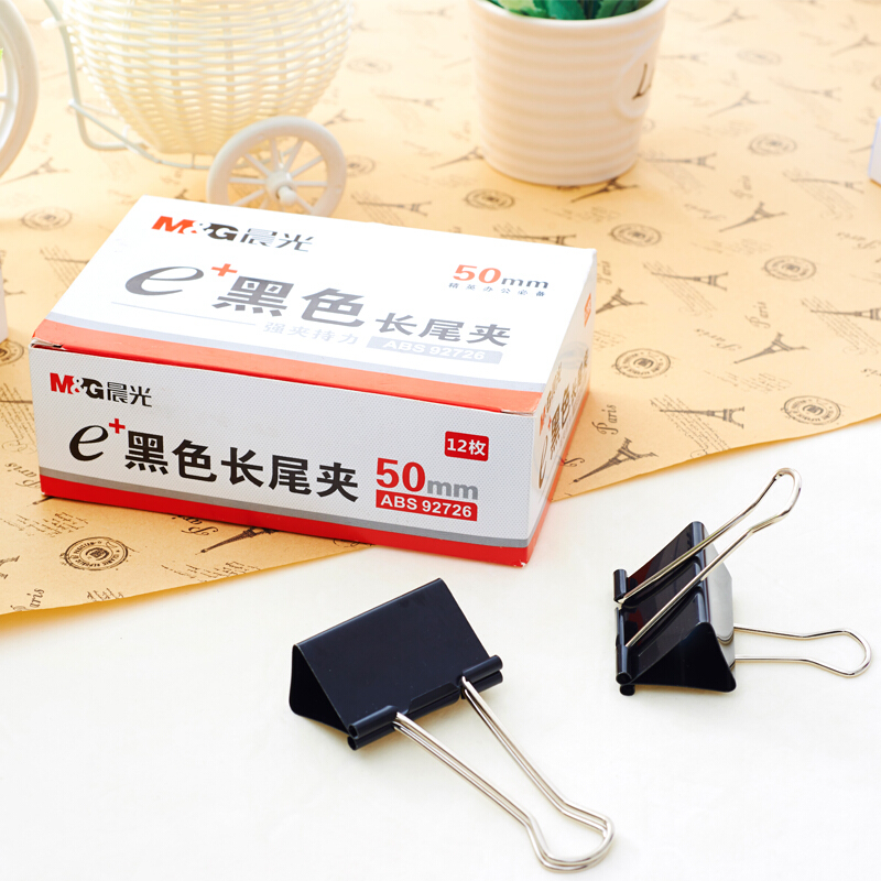 晨光（M&G） Eplus  長尾夾/長尾夾票夾 黑色(5# ABS92730/19mm 12枚/盒)_http://gzyiqian.cn/img/images/C201903/1551773537498.jpg