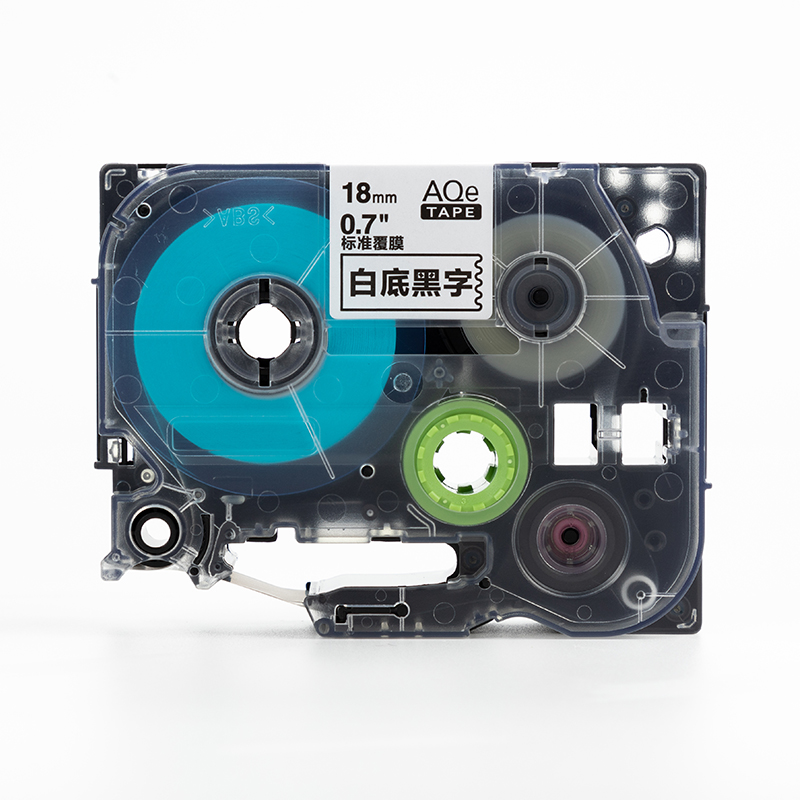 愛墨 AQe-221（9mm）不干膠標簽紙色帶 透明底黑字 _http://gzyiqian.cn/img/images/C201907/1564103208129.jpg