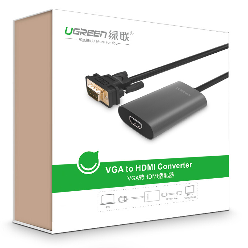 綠聯（UGREEN）VGA轉HDMI線轉換器帶音頻接口40264_http://gzyiqian.cn/img/images/C201909/1569316633028.jpg