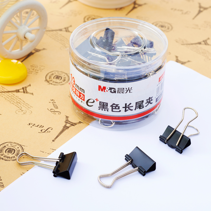 晨光（M&G） Eplus  長尾夾/長尾夾票夾 黑色( 5#ABS92736/19MM 40枚/筒)_http://gzyiqian.cn/img/images/C202008/1596769517278.jpg