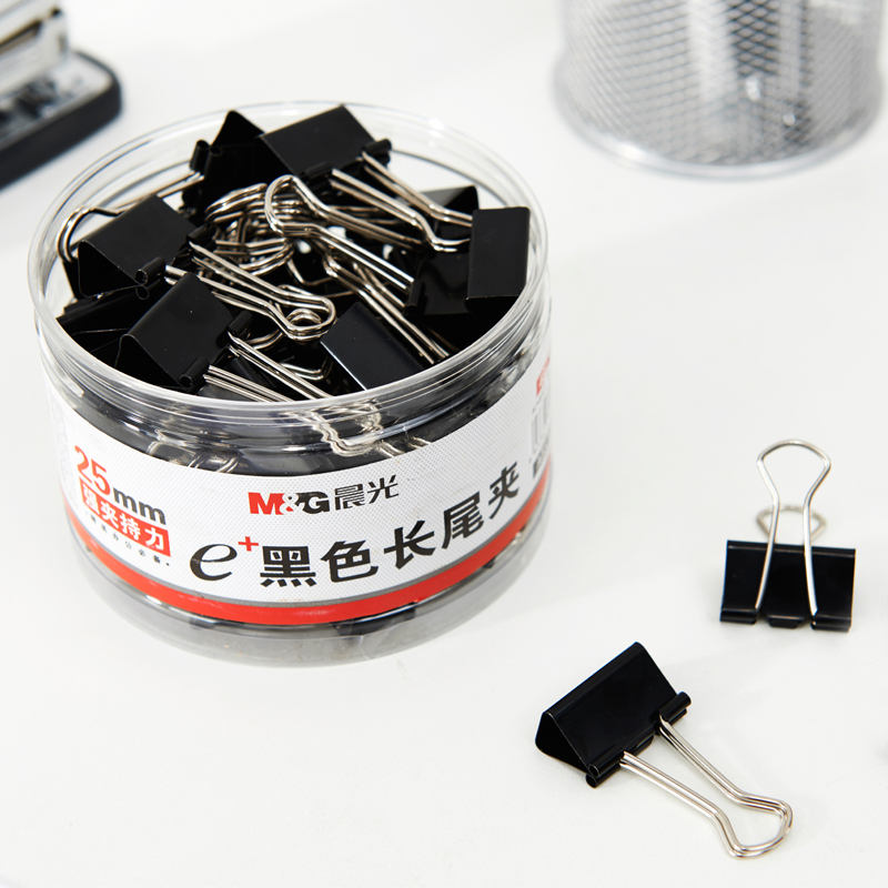 晨光（M&G） Eplus  長尾夾/長尾夾票夾 黑色(4#ABS92735/25MM 48枚/筒)_http://gzyiqian.cn/img/images/C202008/1596769642906.jpg
