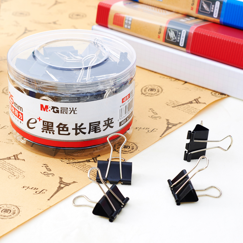 晨光（M&G） Eplus  長尾夾/長尾夾票夾 黑色(4#ABS92735/25MM 48枚/筒)_http://gzyiqian.cn/img/images/C202008/1596769644667.jpg