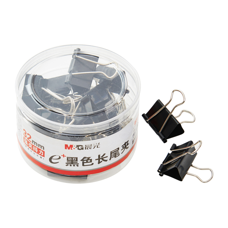 晨光（M&G） Eplus  長尾夾/長尾夾票夾 黑色( 3#ABS92734/32MM 24枚/筒)_http://gzyiqian.cn/img/images/C202008/1596769928723.jpg