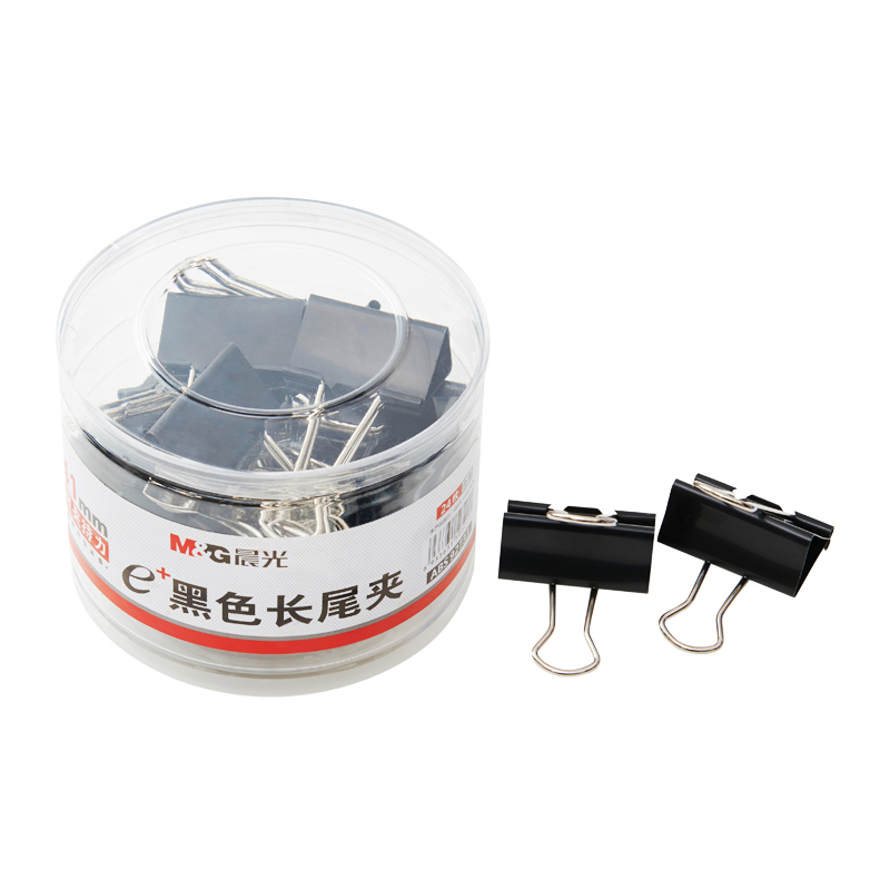 晨光（M&G） Eplus  長尾夾/長尾夾票夾 黑色(2#ABS92733/41MM 24枚/筒)_http://gzyiqian.cn/img/images/C202008/1596777184420.jpg