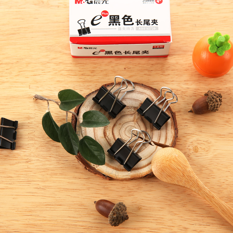 晨光（M&G） Eplus  長尾夾/長尾夾票夾 黑色(4#ABS92729/24mm 12枚/盒)_http://gzyiqian.cn/img/images/C202008/1596777686572.jpg