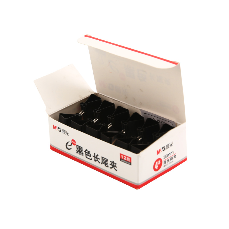 晨光（M&G） Eplus  長尾夾/長尾夾票夾 黑色(4#ABS92729/24mm 12枚/盒)_http://gzyiqian.cn/img/images/C202008/1596777688696.jpg
