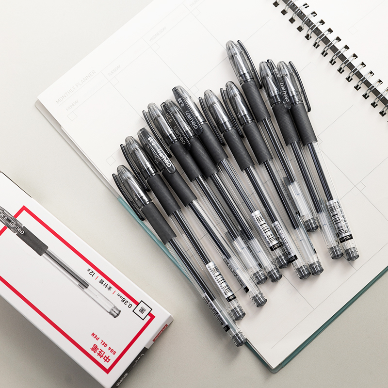 得力（deli）S84 財務專用中性筆 黑色簽字筆 0.38mm 12支盒_http://gzyiqian.cn/img/images/C202009/1599444079210.jpg
