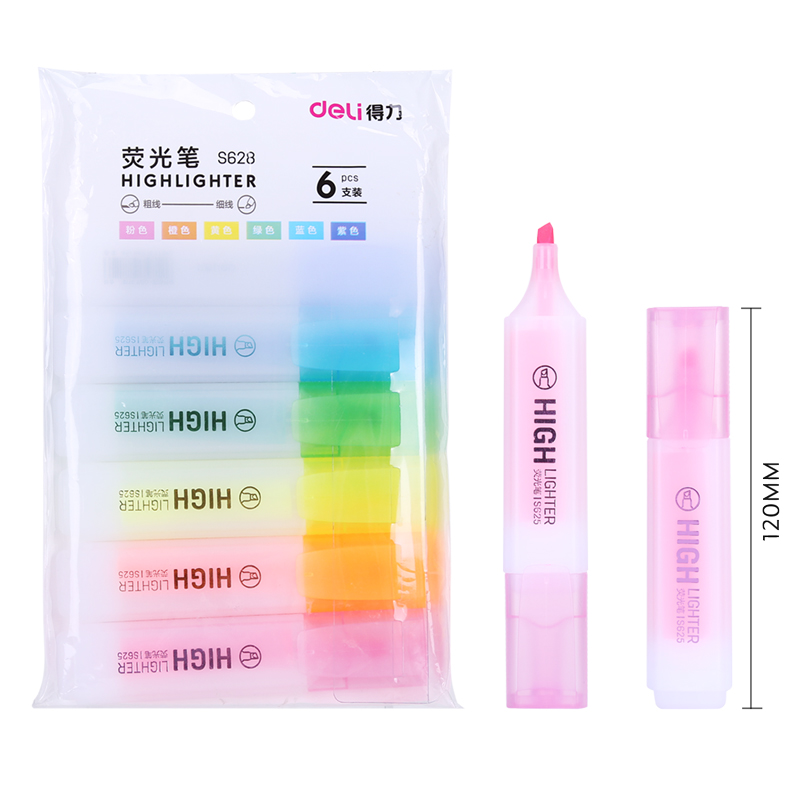 得力（deli）彩色熒光筆 水性記號筆手賬涂鴉筆 重點(diǎn)標(biāo)記筆 6色/袋 S628_http://gzyiqian.cn/img/images/C202111/1636450615268.jpg