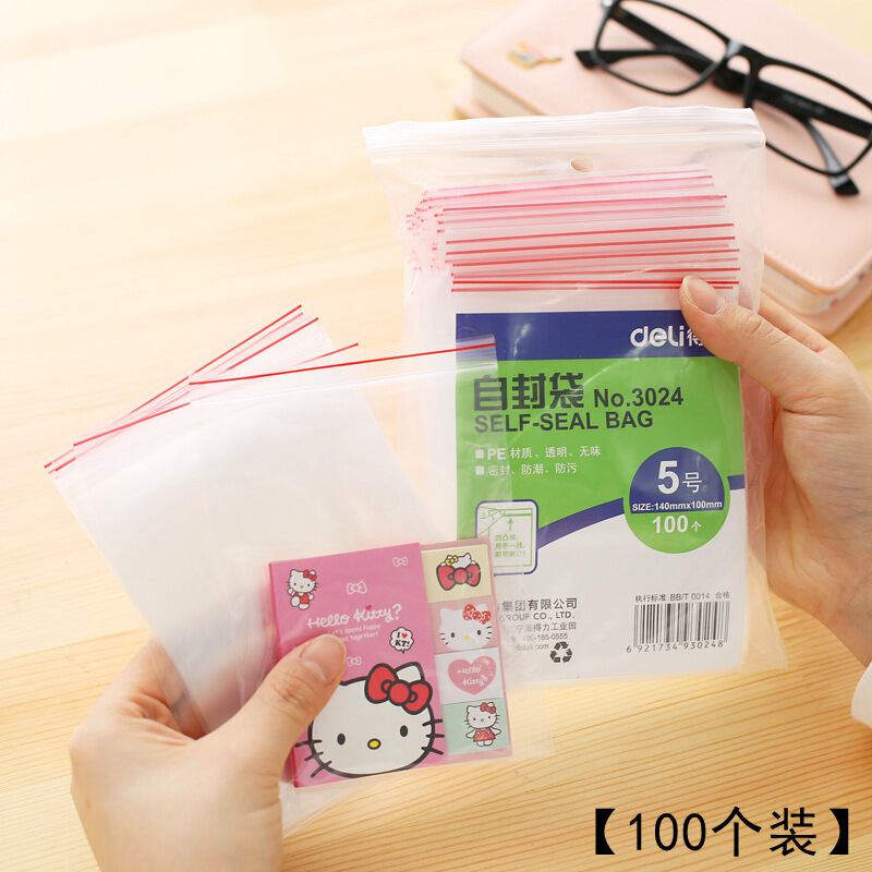 得力（deli） 3024 自封袋(透明)-5號(100個/包)150ｘ100mm0.04mm_http://gzyiqian.cn/img/sp/206/b9015bc9-9a65-4275-a620-a7694d415ab5.jpg