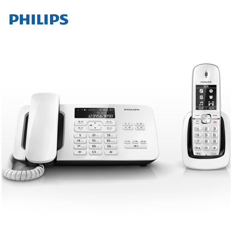 飛利浦（PHILIPS） DCTG492 語音報號黑名單中文數字子母機一拖一家用辦公會議坐固定固話無線電話機座機無繩電話機（白色）_http://gzyiqian.cn/img/sp/2147/58f35db0-8fc5-48df-8c9d-39a9406827ec.jpg