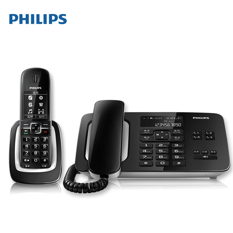 飛利浦（PHILIPS） DCTG492 語音報號黑名單中文數字子母機一拖一家用辦公會議坐固定固話無線電話機座機無繩電話機（黑色）_http://gzyiqian.cn/img/sp/2147/a7c58a86-d662-401e-99a3-f9cc3b06a7ae.jpg