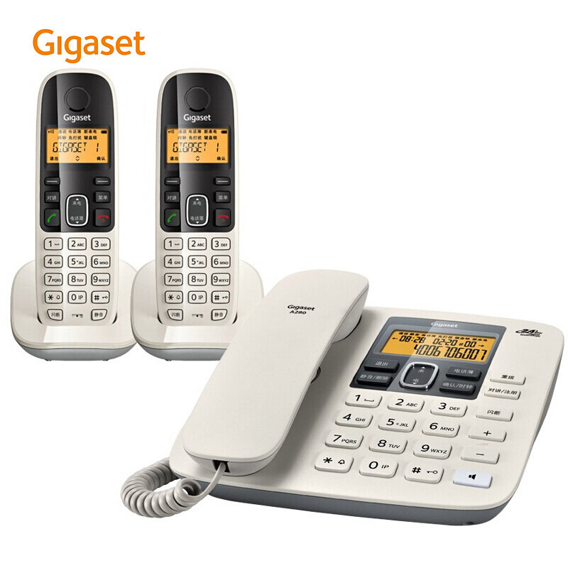 集怡嘉（Gigaset） A280 原西門子電話機座機子母機 數(shù)字無繩電話中文來電顯示免提家用辦公固定電話 (白色一拖二) _http://gzyiqian.cn/img/sp/2147/da61fed4-1210-408a-a3d6-8fd5dbfe9b75.jpg