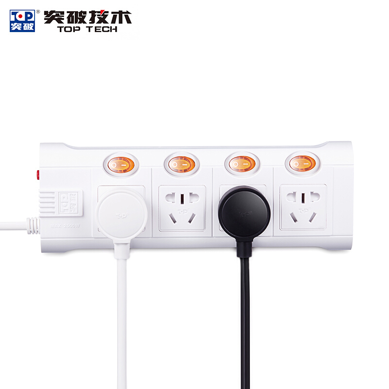 突破（TOP） TZ-D4K4 新國標帶兒童保護門插座接線板智能過載自動斷電分控獨立開關4孔3米 3米線長_http://gzyiqian.cn/img/sp/2541/10a14781-3c8d-448a-b152-3ae9b7800def.jpg