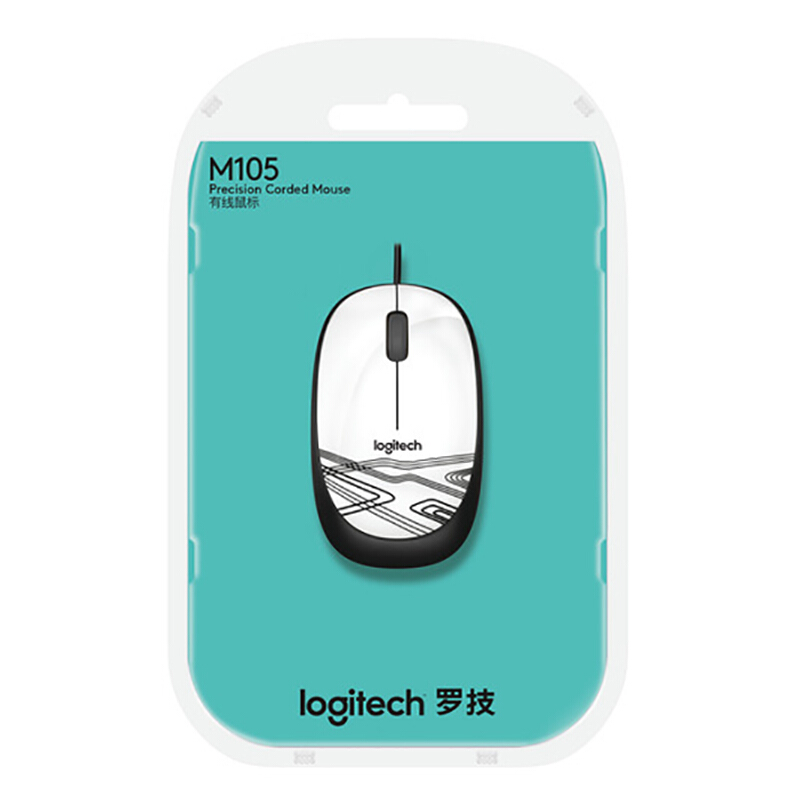 羅技（Logitech） M105 時尚多彩鼠標 左右手通用 (清新白) _http://gzyiqian.cn/img/sp/284/9ccbca07-989d-49d4-8418-5f23012154df.jpg