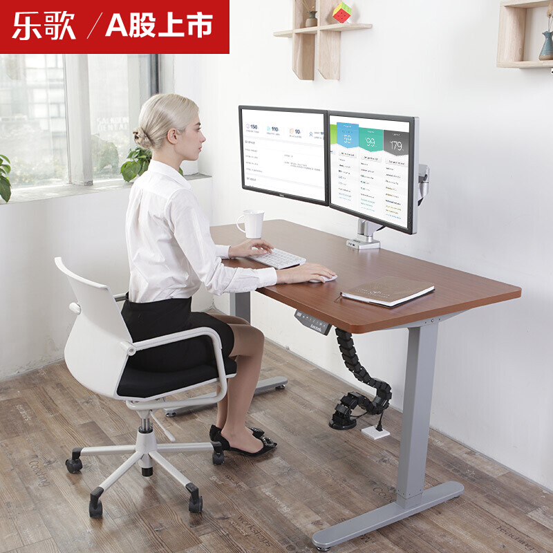 樂歌（Loctek） E1D 站立辦公電動升降桌套裝 (灰色桌架/胡桃木色桌板/方型1800x800mm) _http://gzyiqian.cn/img/sp/361/9f3641db-1363-434d-9832-f90c2cc711a7.jpg