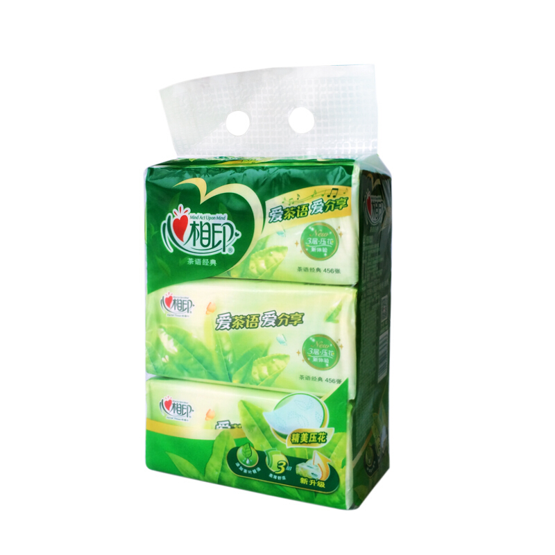 心相印（Mind Act Upon Mind） DT3200 茶語系列三層軟抽紙面巾紙餐廳紙152抽*3包_http://gzyiqian.cn/img/sp/383/46c018ca-e244-42eb-96d2-adbe46ce2758.jpg