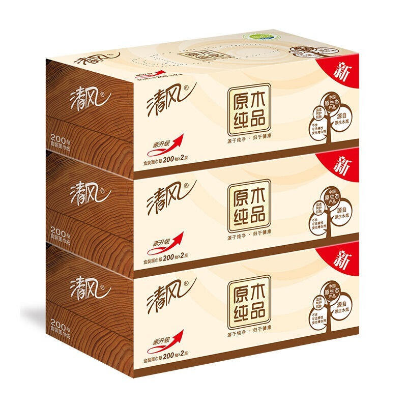 清風（APP） B338C1 原木純品盒裝抽紙面巾紙餐巾紙 2層200抽*3盒_http://gzyiqian.cn/img/sp/383/b42e61e3-197f-40b9-93d9-f0cbf682b5aa.jpg