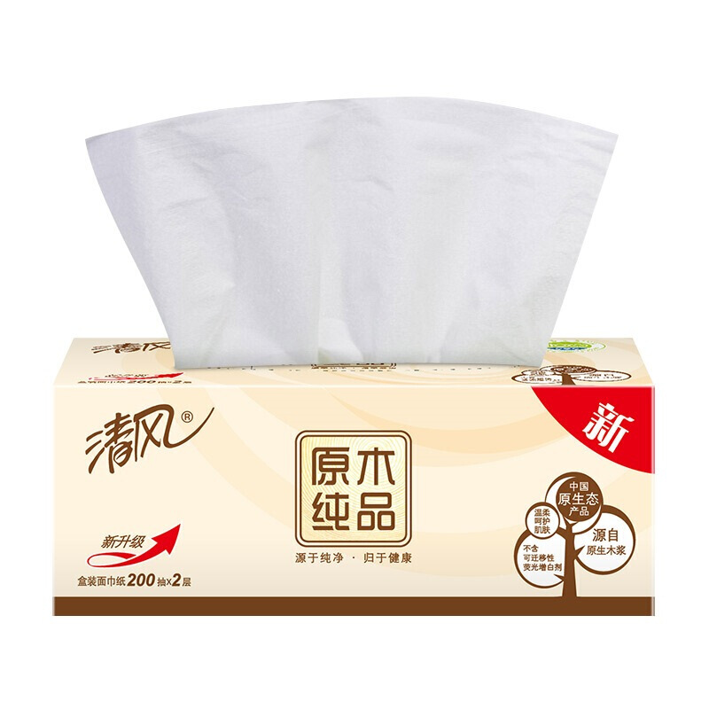 清風（APP） B338C1 原木純品盒裝抽紙面巾紙餐巾紙 2層200抽*3盒_http://gzyiqian.cn/img/sp/383/eca36e39-aec9-4e74-8590-26293537b2df.jpg
