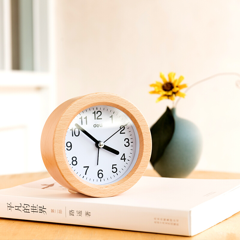 得力（deli） 8810 3.5寸靜音圓形櫸木鬧鐘貪睡鬧鐘 木紋色_http://gzyiqian.cn/img/sp/419/3d183b34-060d-49f0-90d3-a5063ac8a385.jpg