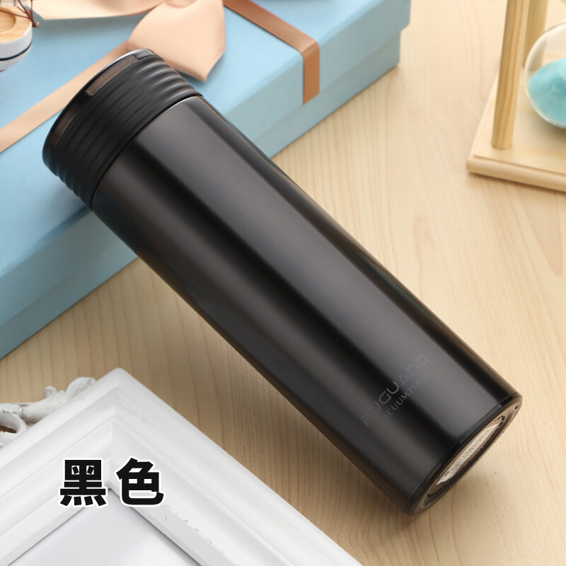 富光 FGL-3590 保溫杯 420ml 不銹鋼車載辦公泡茶水杯 （黑色）
