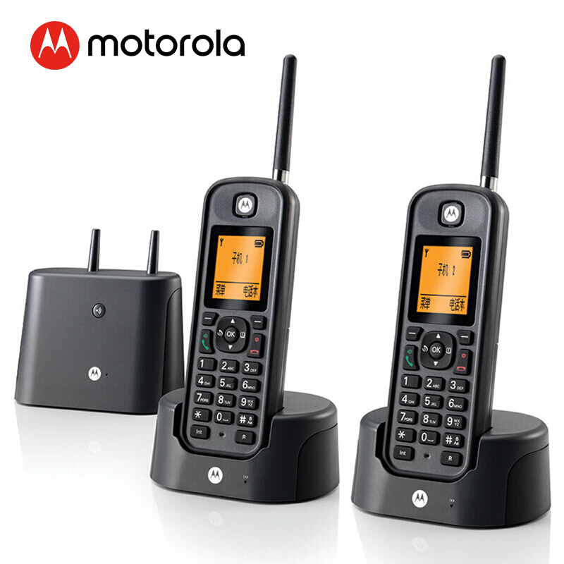 摩托羅拉（Motorola） O202C 電話機 遠距離數字無繩套裝 橙色背光電話簿中英文顯示菜單可擴展 無線座機 （黑色）_http://gzyiqian.cn/img/sp/764/60803777-6834-4605-9112-84fa2d41379b.jpg