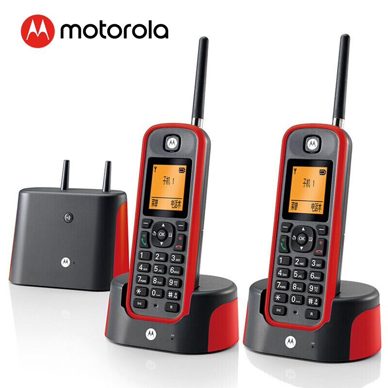 摩托羅拉（Motorola） O202C 電話機 遠距離數字無繩套裝 橙色背光電話簿中英文顯示菜單可擴展 無線座機 （紅色）_http://gzyiqian.cn/img/sp/764/e74f525a-5be8-43fb-9953-4256606d550e.jpg