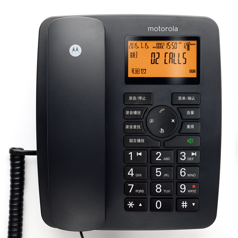 摩托羅拉（Motorola） CT111C 智能自動/手動插卡錄音電話機座機商務(wù)客服電話呼叫中心家用辦公固定座機 （黑色）_http://gzyiqian.cn/img/sp/766/4a792ab5-a50c-4ebe-866b-15321f594fe7.jpg