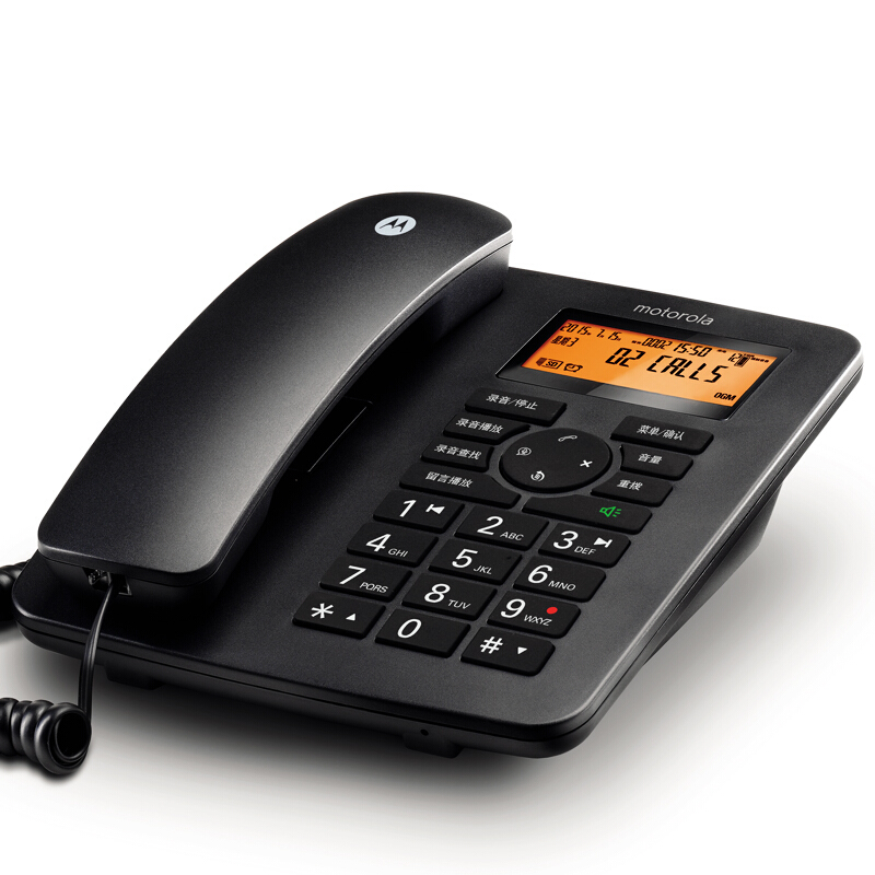 摩托羅拉（Motorola） CT111C 智能自動/手動插卡錄音電話機座機商務(wù)客服電話呼叫中心家用辦公固定座機 （黑色）_http://gzyiqian.cn/img/sp/766/921bad81-8b40-4557-a1e0-d9a4eb8c814f.jpg