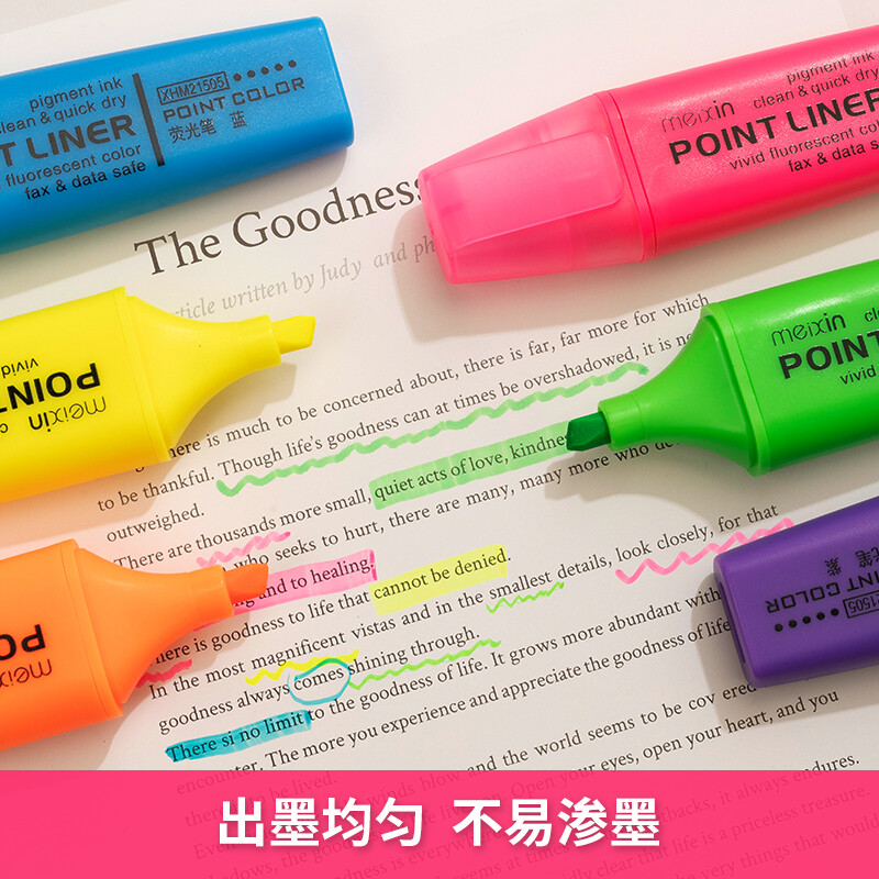 晨光(M&G)文具6色熒光筆 醒目重點標記筆 6支/盒XHM21505_http://gzyiqian.cn/newimg/C202210/1666771599818.jpg