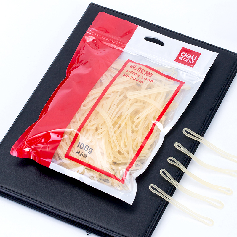 得力(deli)100g耐用橡皮筋/乳膠圈/橡皮圈/捆扎膠圈 辦公用品 79310_http://gzyiqian.cn/newimg/C202212/1672391046348.jpg