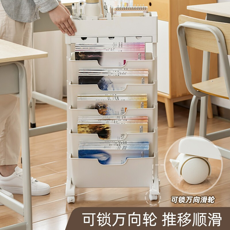 時代良品（SDLP）掛袋書立架 白色-三抽屜帶輪款 SD-9158_http://gzyiqian.cn/newimg/C202303/1678859206157.jpg