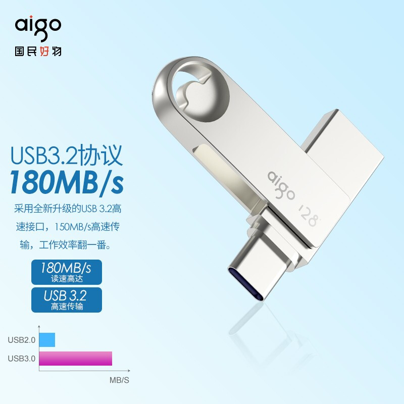 愛國者（aigo）128GB Type-C USB3.2 U盤 U322_http://gzyiqian.cn/newimg/C202304/1681199966190.jpg