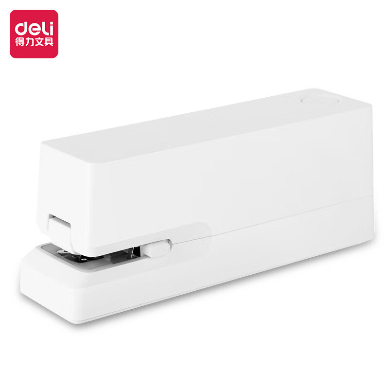 得力(deli)雙電源電動訂書機(jī) 適配24/6或26/6訂書釘 辦公用品 白色 TA750