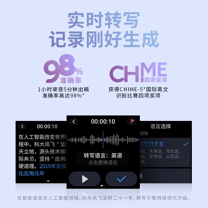 科大訊飛AI智能錄音筆SR101 免費轉寫 中英文實時互轉 觸摸屏融合按鍵操作 專業降噪 16G+云儲存 星空灰_http://gzyiqian.cn/newimg/C202309/1695105558703.jpg