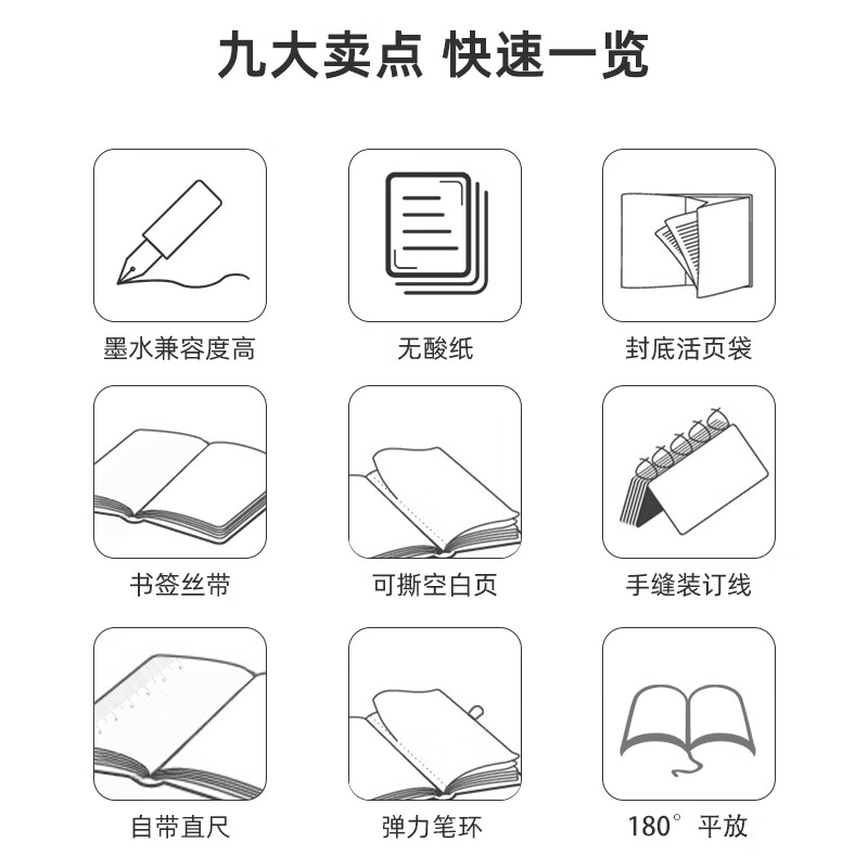 國譽（KOKUYO）無酸紙筆記本厚本子感商務辦公記事本 A6黑色1本581225_http://gzyiqian.cn/newimg/C202309/1695107272430.jpg