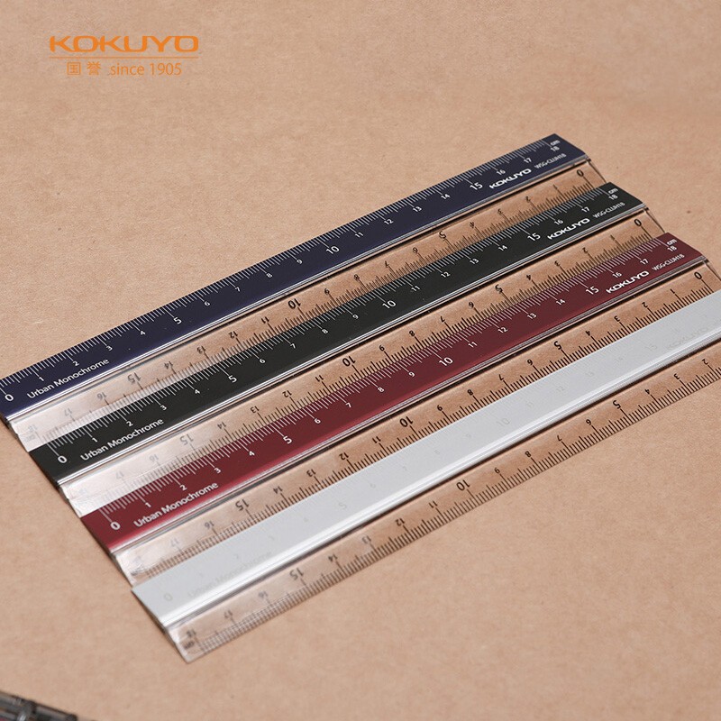 國譽（KOKUYO）都市印象學生高考PC鋁制直尺（18cm）190×24×3.5mm黑色 1個裝 WSG-CLUH18D_http://gzyiqian.cn/newimg/C202401/1704444526982.jpg